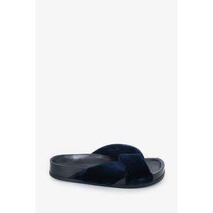 Chloe Blue Velvet Knotted Slip-On Flat Slides Size 36